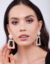 Textured Rose Gold Drop Earrings - link has visual effect only