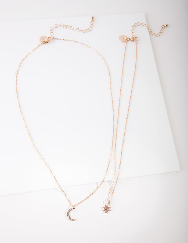 Gold Diamante Celestial Layer Necklace