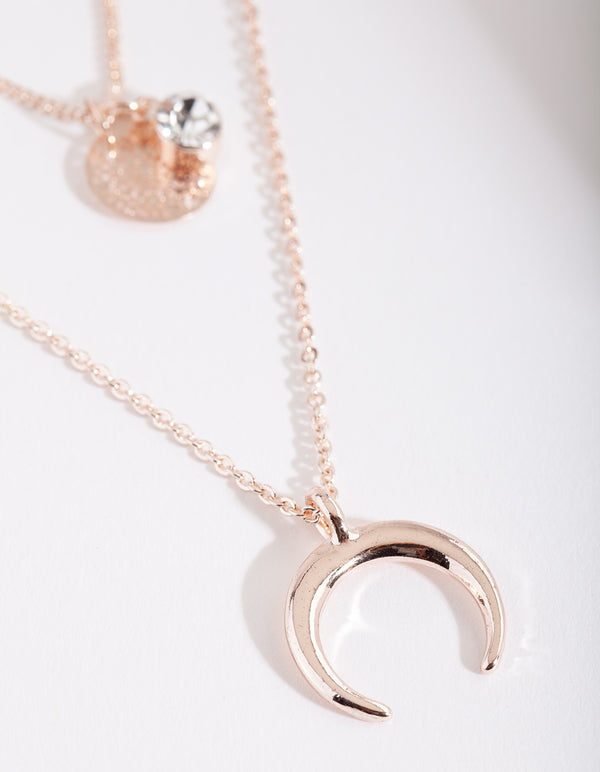 Rose Gold Layer Moon Necklace