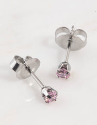 Gold 24K Pink Cubic Zirconia Crystal Piercing Stud 3mm - link has visual effect only