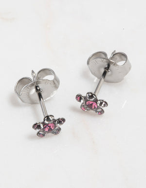 Surgical Steel Daisy Pink Crystal Piercing Stud
