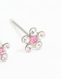Surgical Stainless Steel Pink Cubic Zirconia Daisy Piercing Stud - link has visual effect only