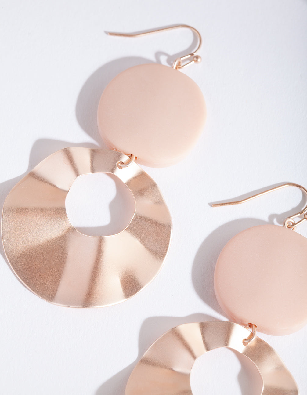 Pink Metal Double Disc Earrings