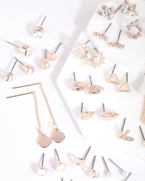 Rose Gold Pacific Synthetic Opal Stud Earring 20 Pack