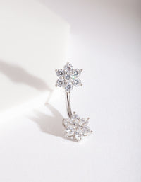 Surgical Steel Double Flower Belly Bar - link has visual effect only