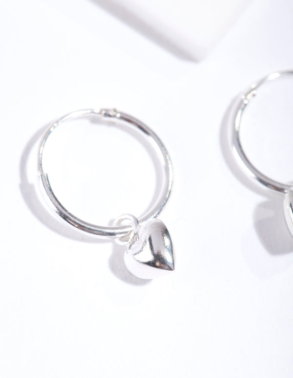 Sterling Silver Heart Hoop Earring