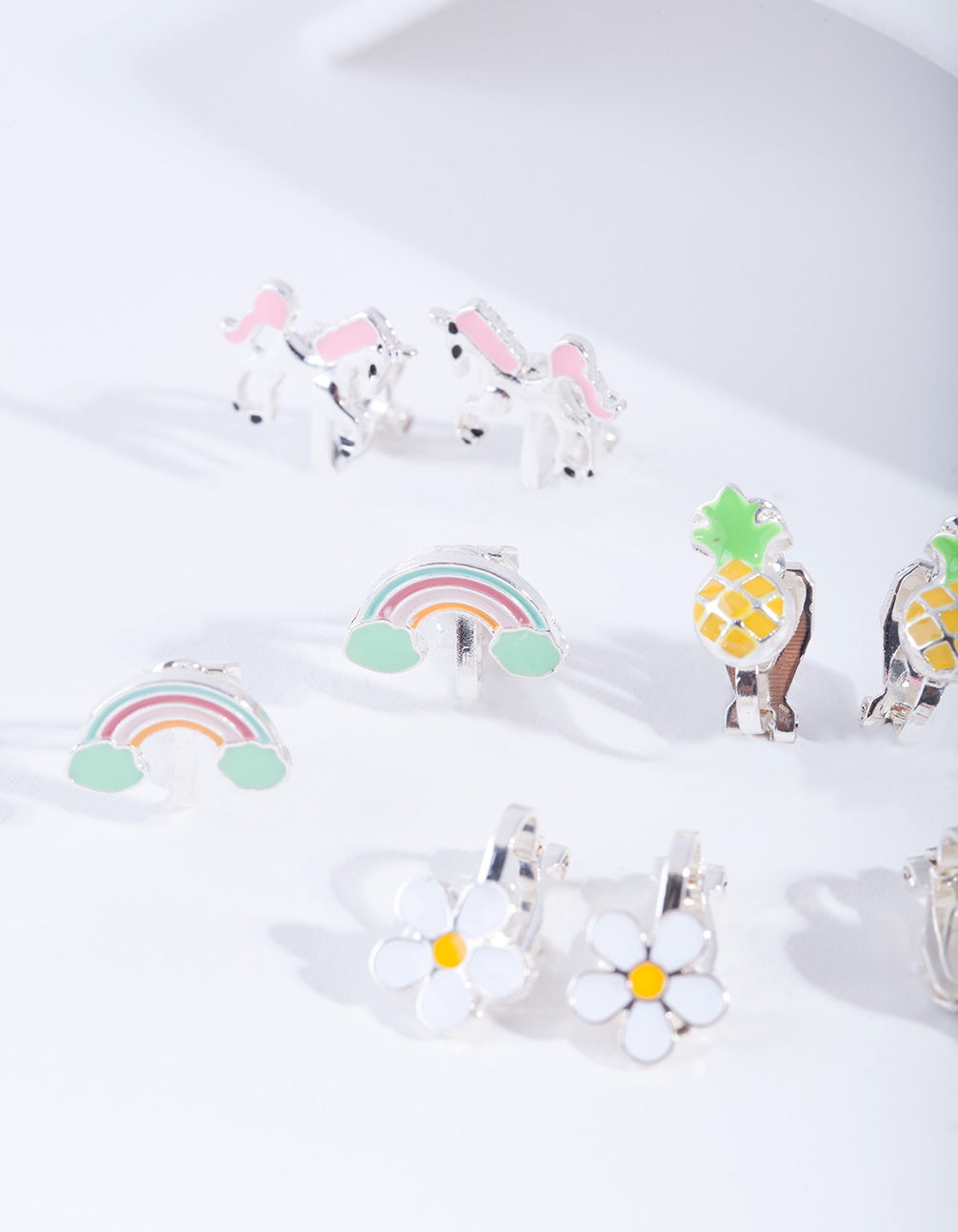 Kids Silver Unicorn Clip On Earring 5-Pack
