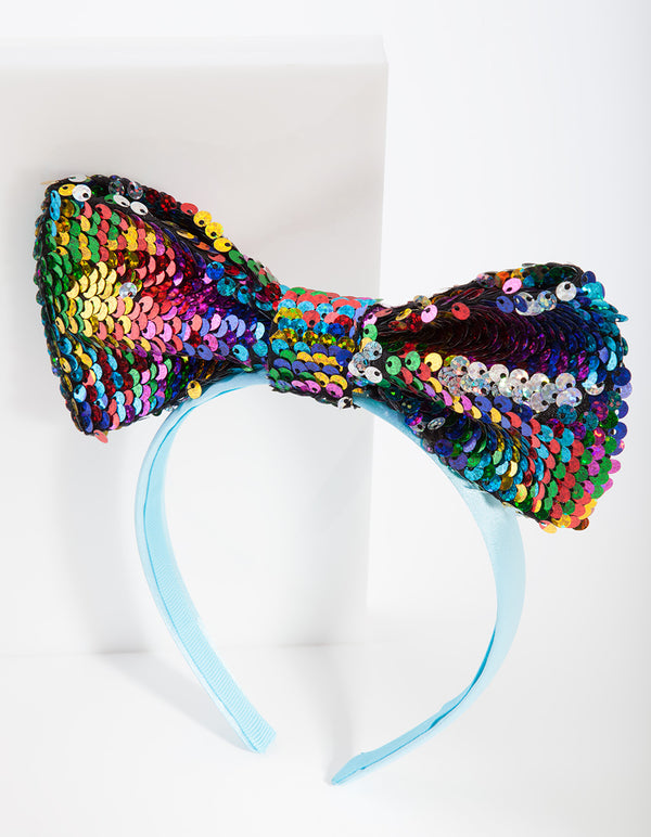 Kids Fabric Sequin Bow Headband