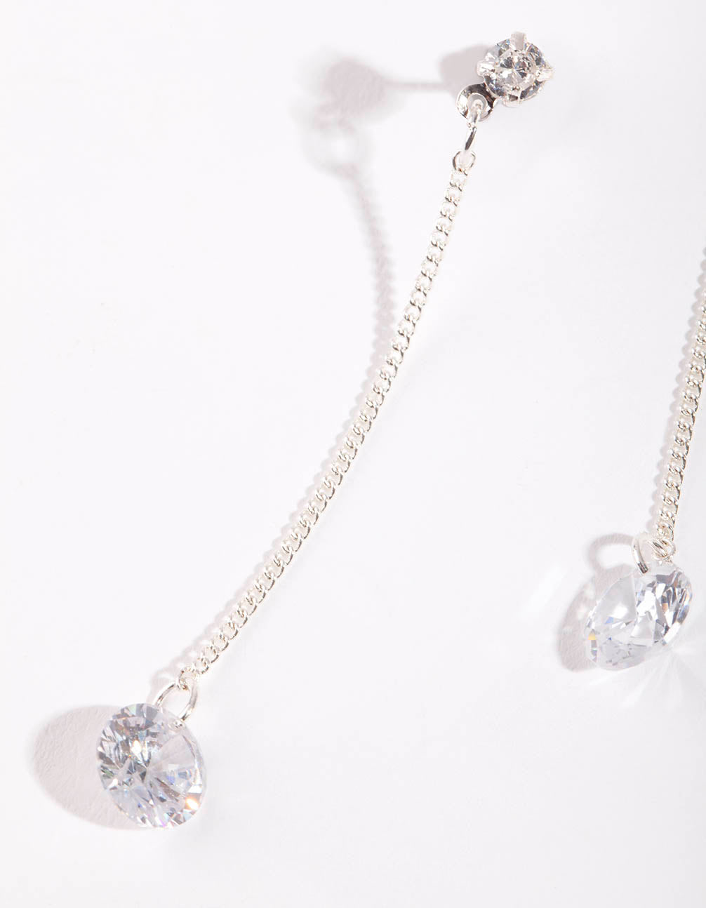 Sliver Cubic Zirconia Chain Drop Earrings