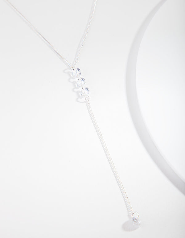 Silver Cubic Zirconia Drop Necklace