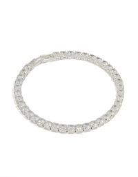 Silver Cubic Zirconia Baguette Tennis Bracelet - link has visual effect only