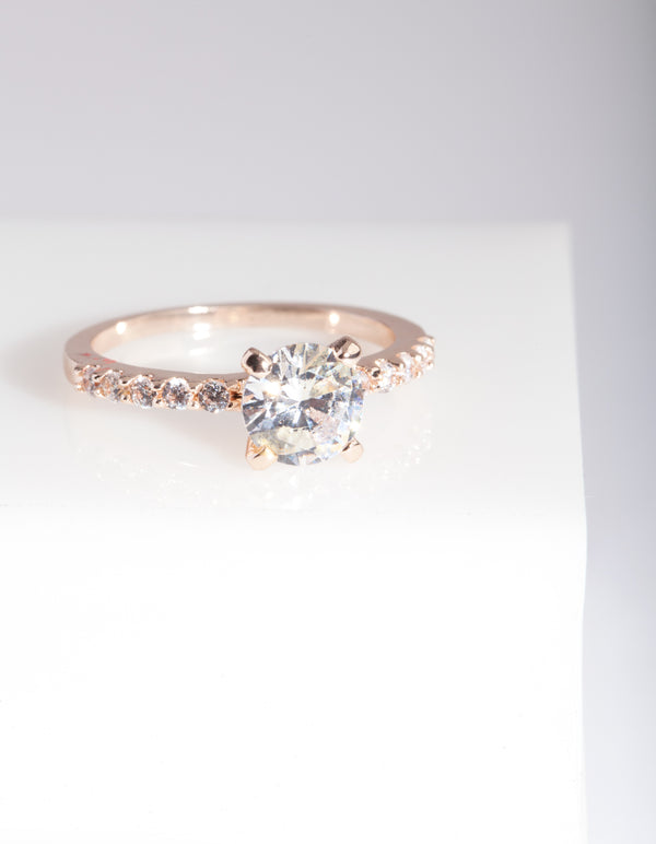 Rose Gold Diamante Engagement Ring