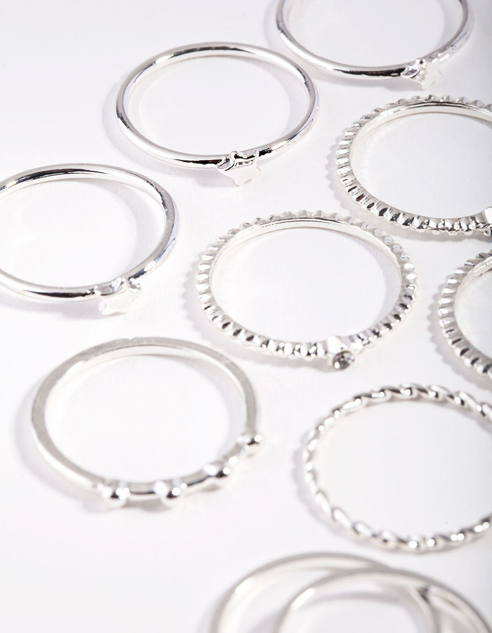 Silver Blue Gem Layered Ring Pack