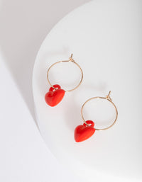 Red Mini Heart Hoop Earrings - link has visual effect only