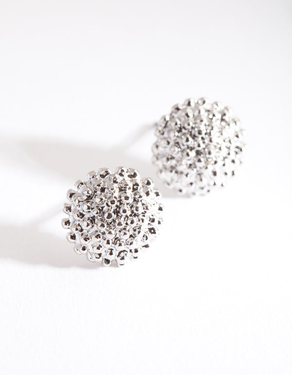 Silver Crater Stud Earrings
