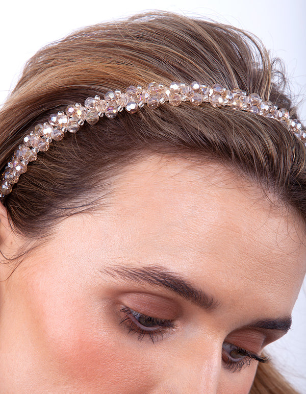 Silver Neutral Glass Bead Headband