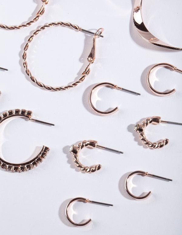 Rose Gold Multi Hoop Earring 6-Pack