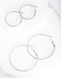 Silver Textured Hoop Earring Pack - link has visual effect only