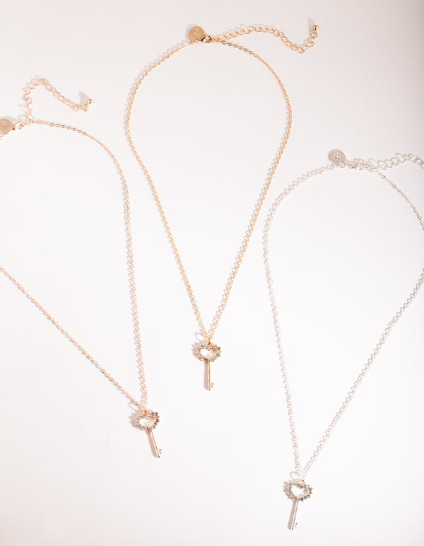Mixed Metal Key Necklace Pack