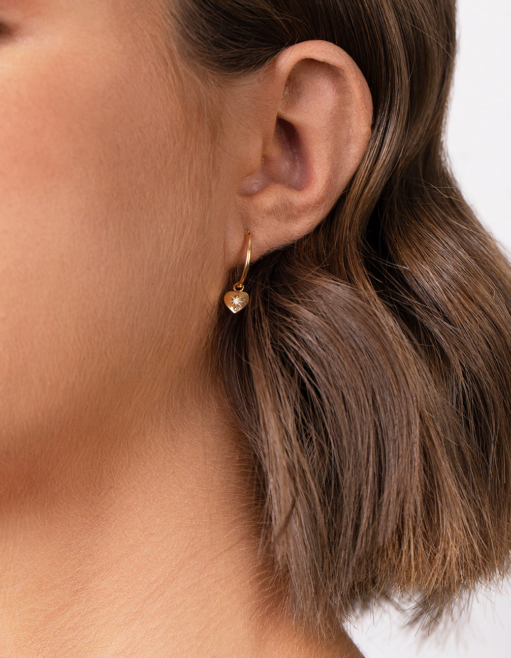 Gold Plated Sterling Silver Mini Heart Hoop Earring