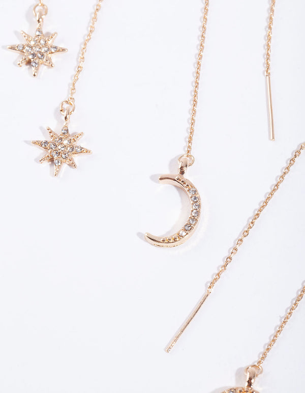 Gold Star Moon Drop Earring Pack