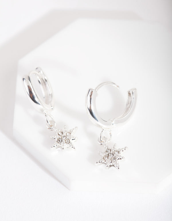 Silver Star Charm Huggie Earrings