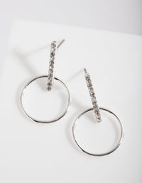 Silver Diamond Simulant Stick Drop Earrings - link has visual effect only
