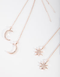 Rose Gold Stars & Moon Droop Earring Pack - link has visual effect only