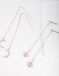Rose Gold Stars & Moon Droop Earring Pack - link has visual effect only