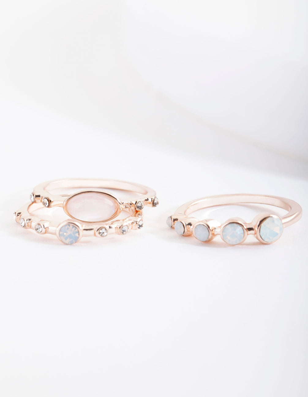 Rose Gold Reflective Stone Ring Stack