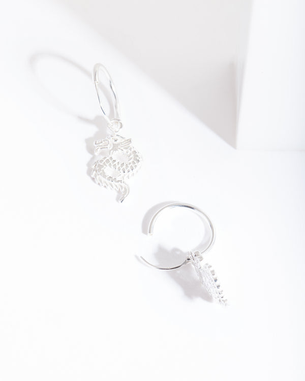 Sterling Silver Dragon Hoop Earrings