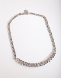 Silver Thick Chain Pendant Necklace - link has visual effect only