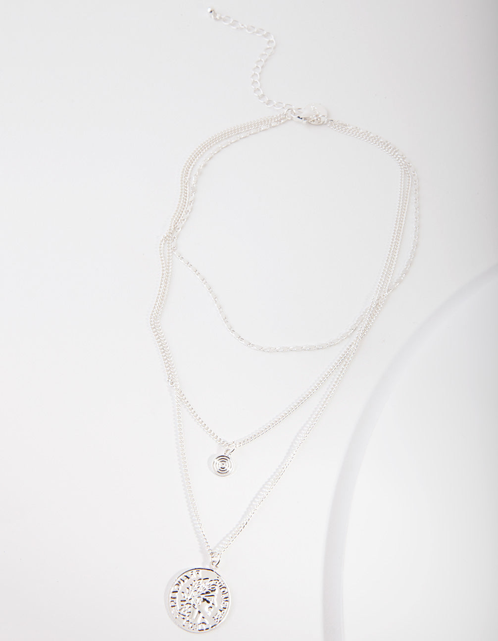 Silver Multi Layer Coin Necklace