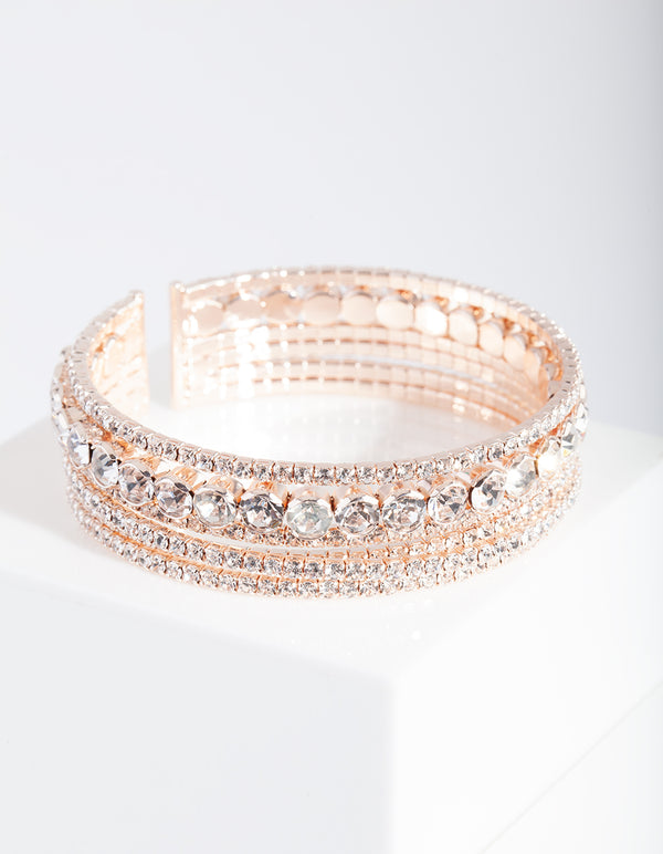 Rose Gold Multi Diamante Arm Cuff