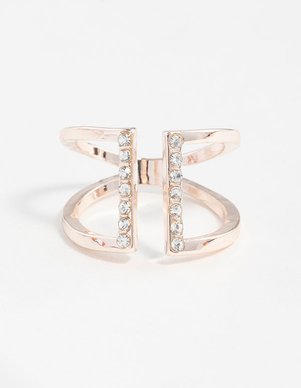 Rose Gold Open Diamante Ring