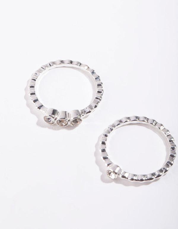 Silver Dotted Ring Stack