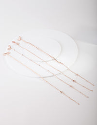 Rose Gold Mix Chain Bead Anklet Bracelet 4-Pack - link has visual effect only