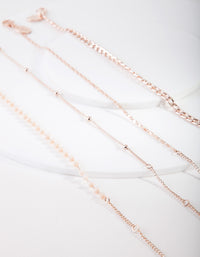 Rose Gold Mix Chain Bead Anklet Bracelet 4-Pack - link has visual effect only