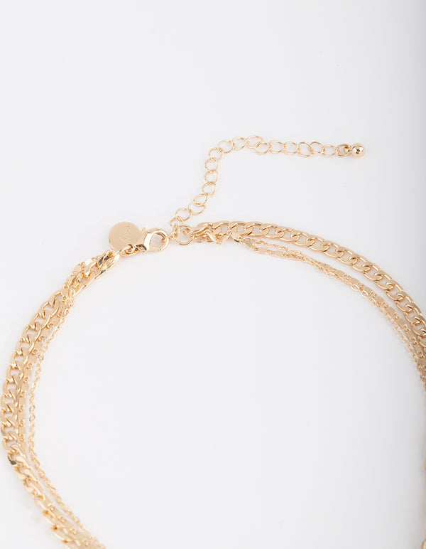 Gold Multi Charm Layered Necklace