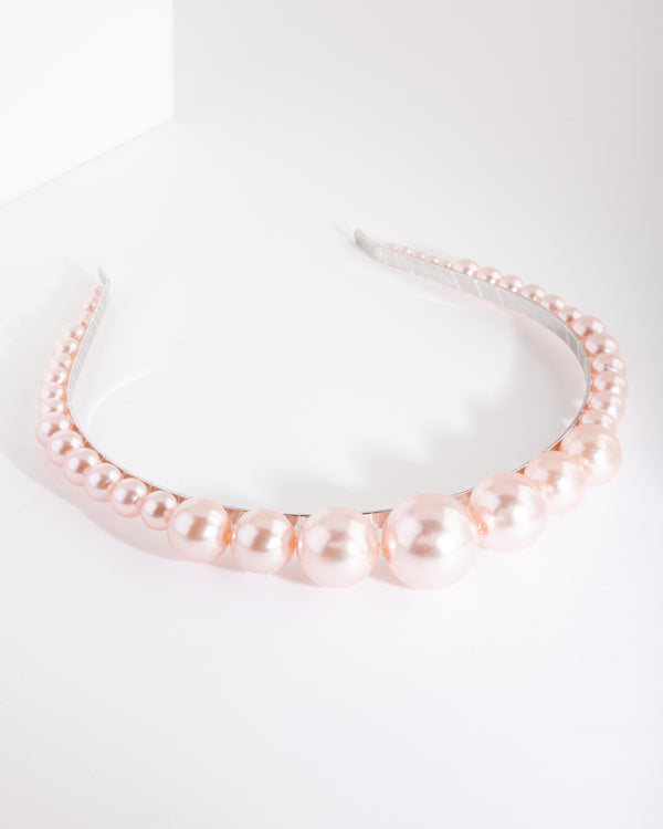Silver Blush Pearl Graduated Ball Headband