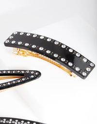 Black Diamante Multi Hair Clip Pack - link has visual effect only