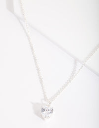 Silver Heart Cubic Zirconia Pendant Necklace - link has visual effect only