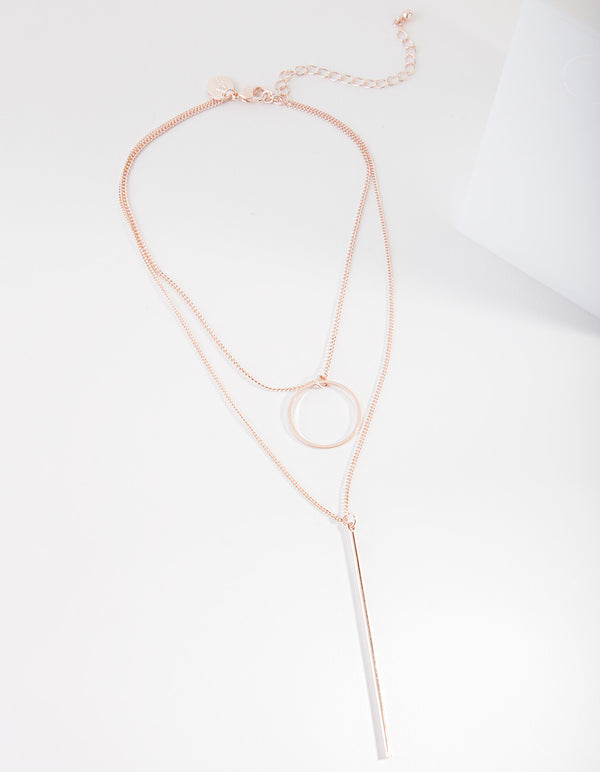 Rose Gold Geometric Layered Necklace