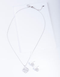 Diamond Simulant Twist Flower Jewellery Set - link has visual effect only