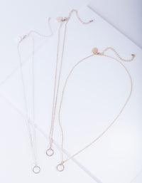 Mixed Metal Diamante Circle Necklace Pack - link has visual effect only