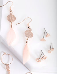Rose Gold Pretty Feather Drop Earring Pack - link has visual effect only