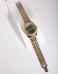 Mixed Metal Classic Watch - link has visual effect only