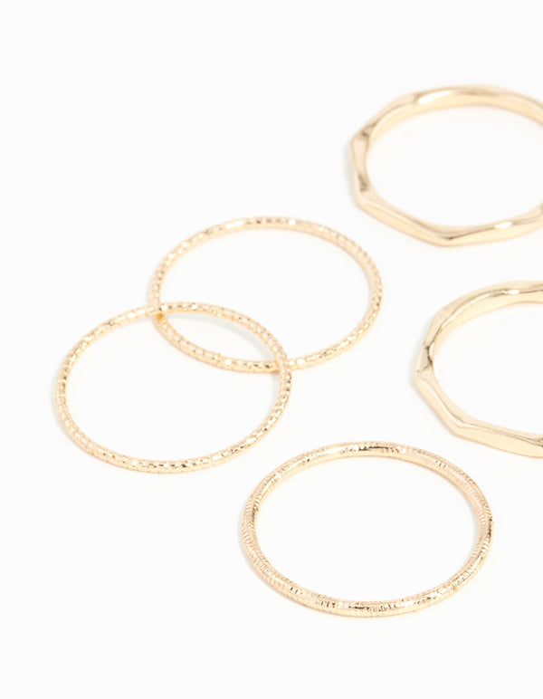 Gold Diamond Cut Ring Stack 8-Pack