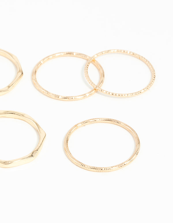 Gold Diamond Cut Ring Stack 8-Pack