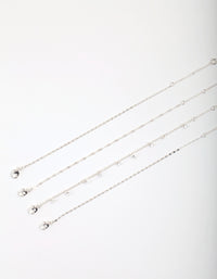 Silver Cubic Zirconia Anklet Bracelet Pack - link has visual effect only